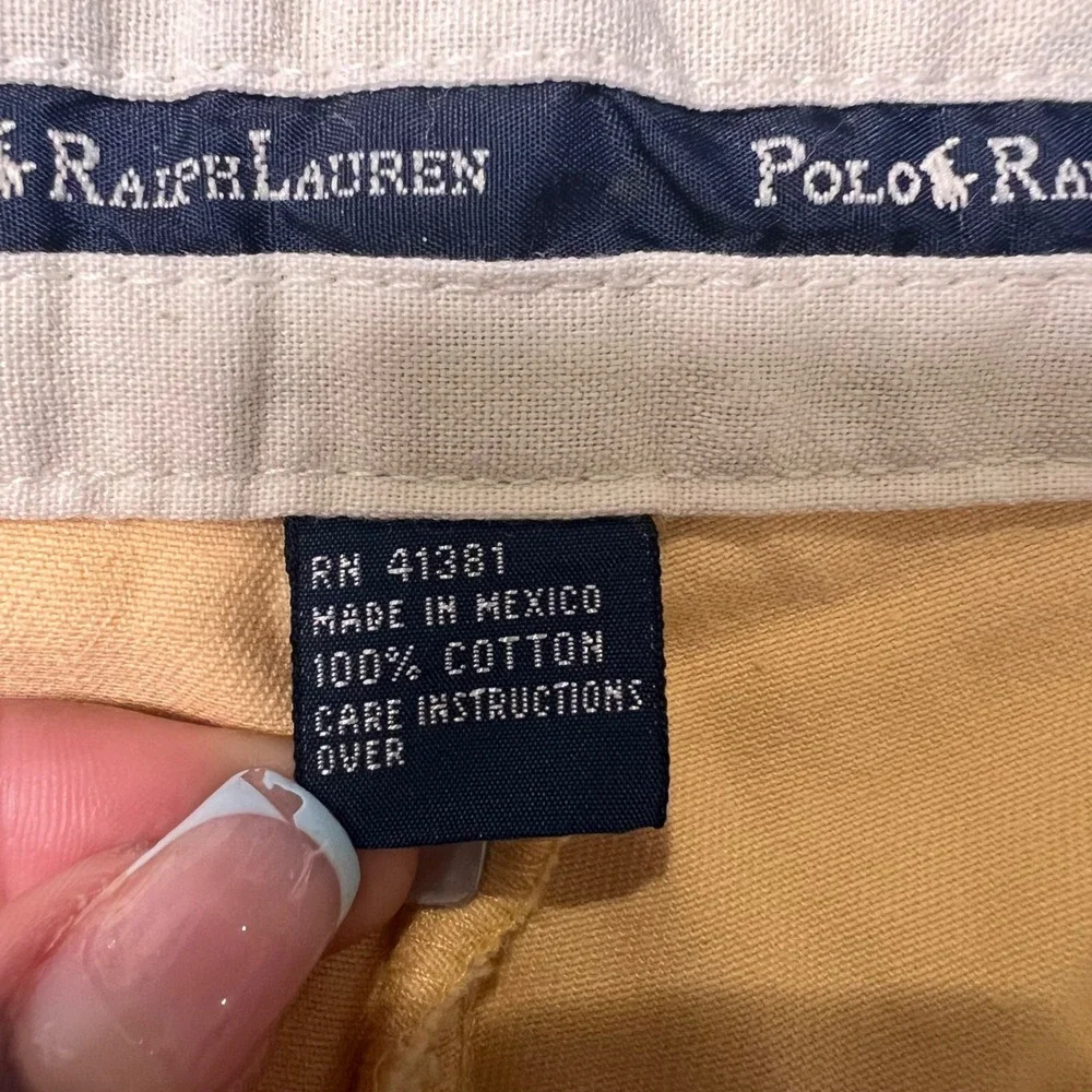 Polo Ralph Lauren Polo Chino Shorts Pleated Cotton Mens 34* Yellow Solid Preppy